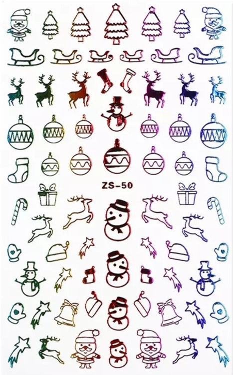 Christmas Colorful Rainbow  Nail Art Sticker - Design ZS-50