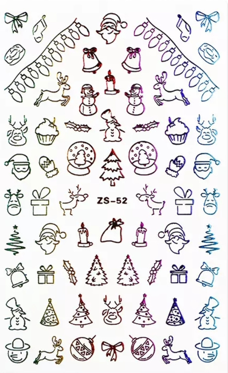 Christmas Colorful Rainbow  Nail Art Sticker - Design ZS-52