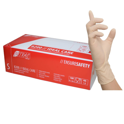 NITRAS Latex Gloves Powder Free - Small (100 pcs/pack)