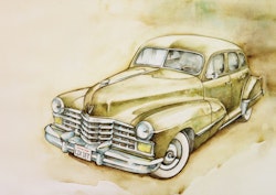 Akvarellmålning Cadillac 1947