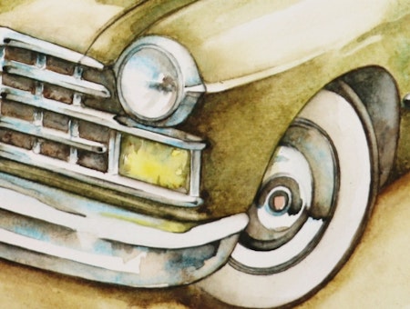 Akvarellmålning Cadillac 1947