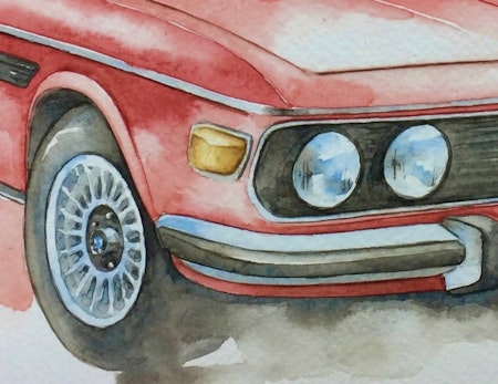 Akvarellmålning BMW 3.0 CSI