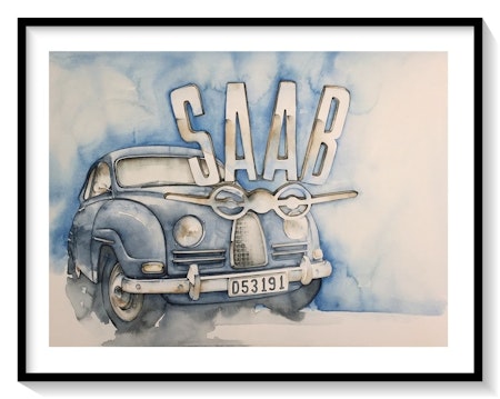 Fine Art Print - Saab 96 Blå