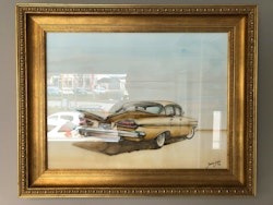 Akvarellmålning Chevrolet Bel Air 1959