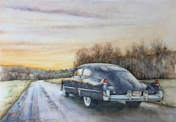 Akvarellmålning Cadillac Sedanette 1949
