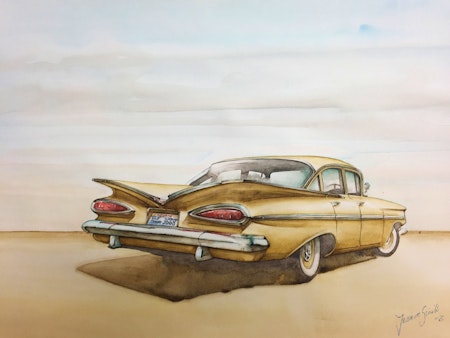 Akvarellmålning Chevrolet Bel Air 1959