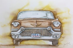 Akvarellmålning Cadillac Eldorado 1957