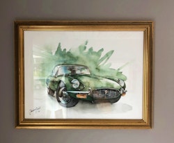Akvarellmålning Jaguar E-Type