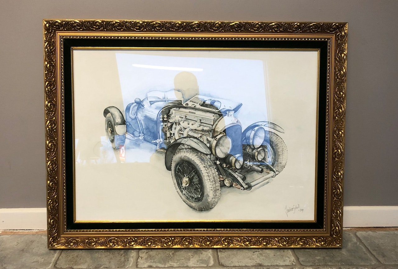 Akvarellmålning Bentley 3-litre 1925
