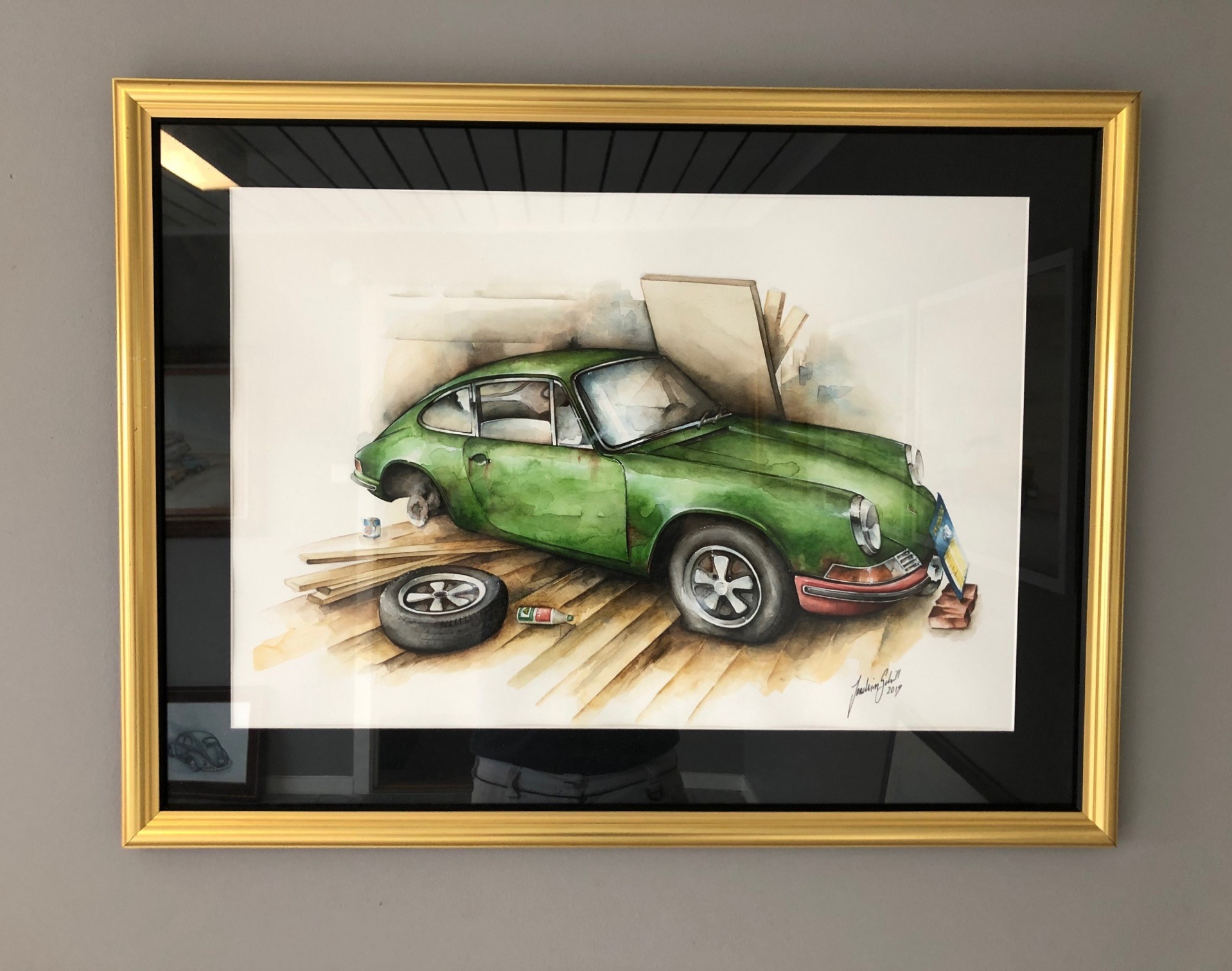 Akvarellmålning Porsche 911S