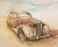 Akvarellmålning Buick Special 4 1938