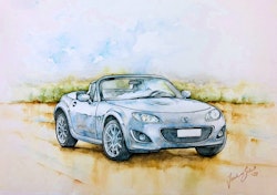 Akvarellmålning Mazda Mx-5 Miata