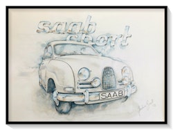 Akvarellmålning SAAB 96 sport