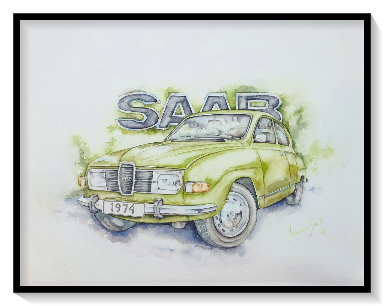 Akvarellmålning SAAB V4