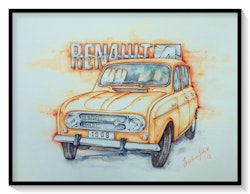 Akvarellmålning Renault 4L