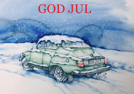 SAAB 96 GOD JUL - Julkort 10st