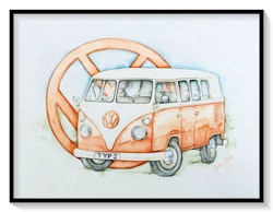 Akvarellmålning Volkswagen Typ 2