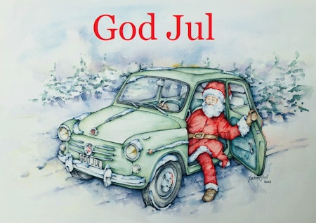 Fiat 600 GOD JUL - Julkort 10st