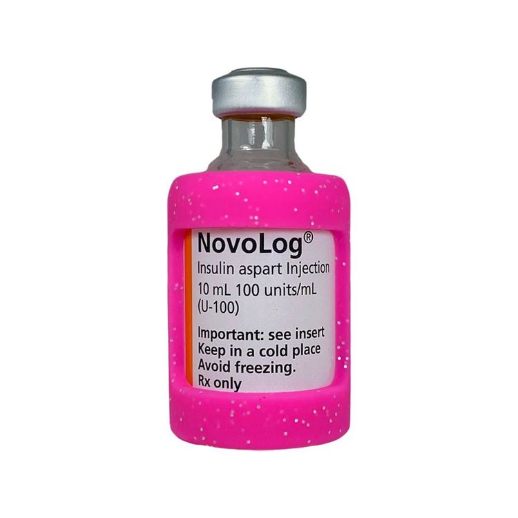 Insulin Vial Protective Silicone Sleeve Glitter Pink
