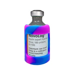 Insulin Vial Protective Silicone Sleeve - Pink Blue