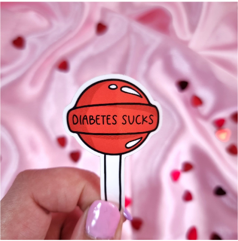 Diabetes Sucks Red Lollipop Sticker