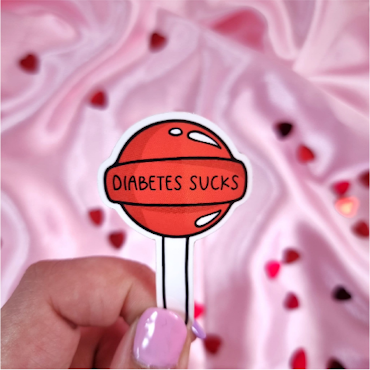 Diabetes Sucks Red Lollipop Sticker