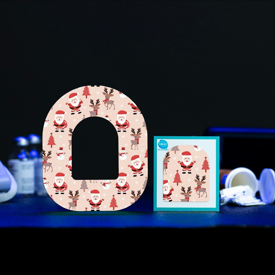 OverLay Patch With Center Omnipod - Happy Santa