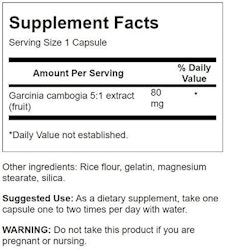 -70% - Garcinia Cambogia, 5:1 extract, 80 mg