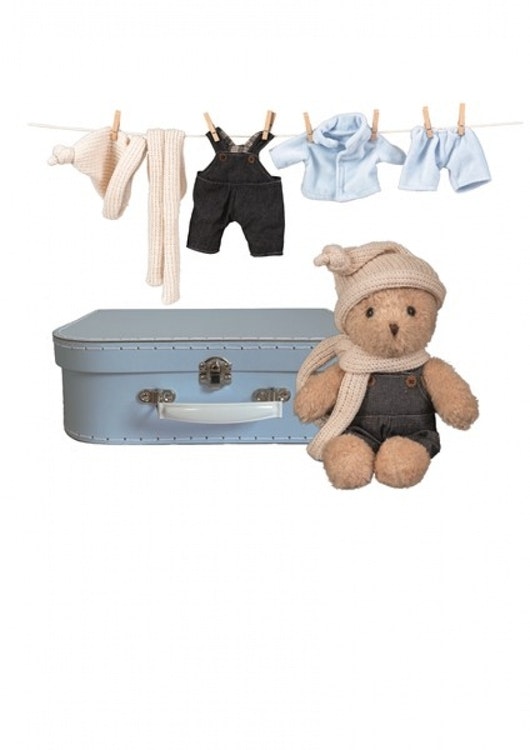 Nalle Morris med kläder i väska - Leklyckan - Leksaksleverantör,  distributör och grossist för leksaker!