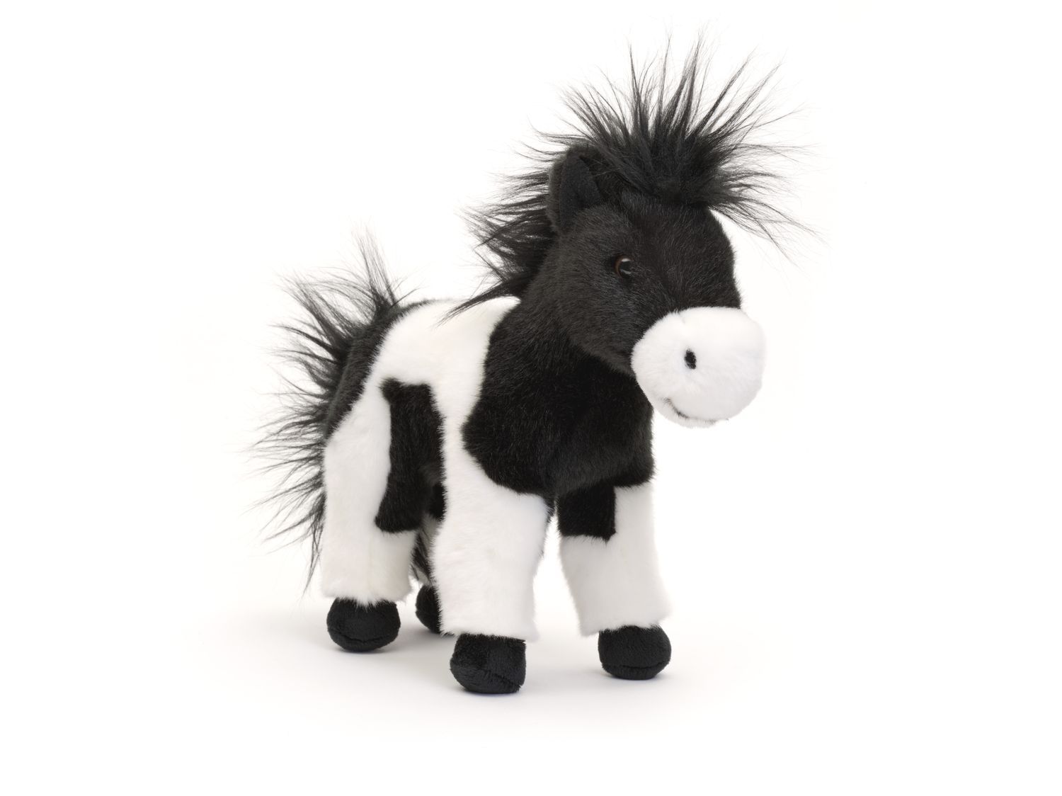 Häst 25 cm svart/vit