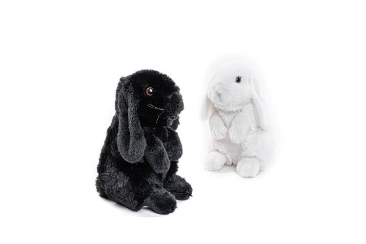 Kaniner 2 st 20 cm svart och vit