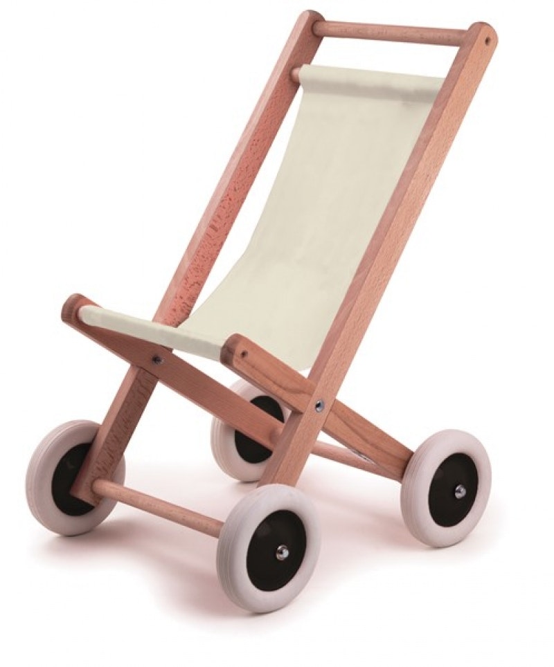 Buggy i trä med linnetyg