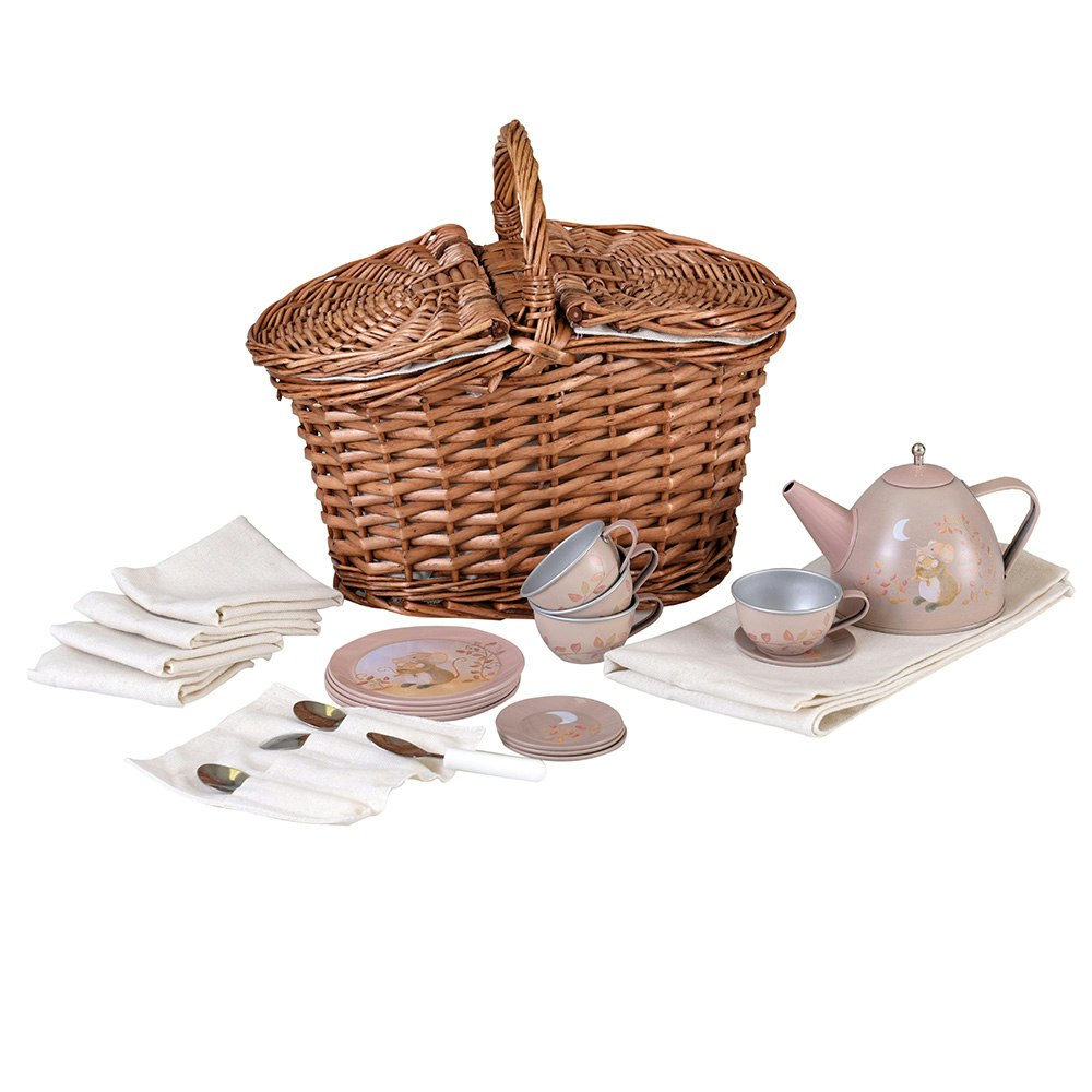 Teservis i picknickkorg mus
