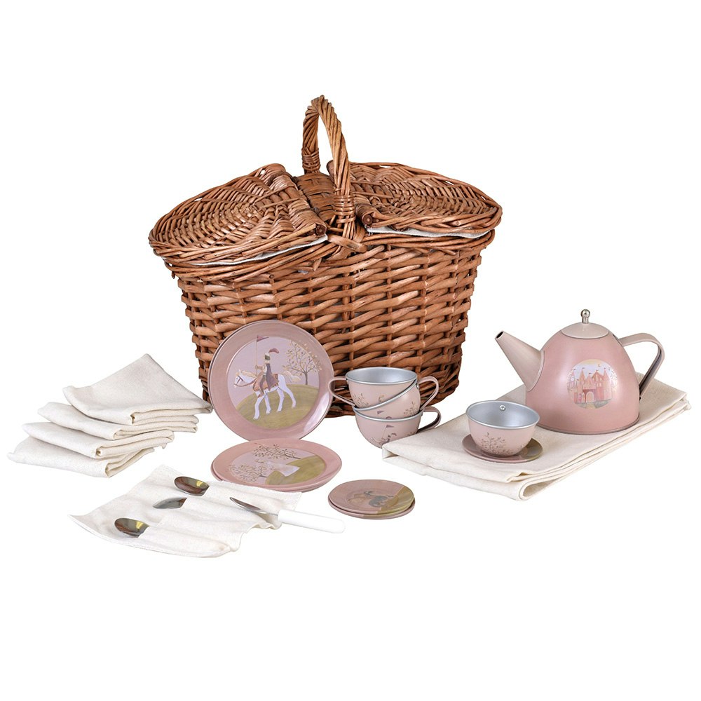 Teservis i picknickkorg prinsessa
