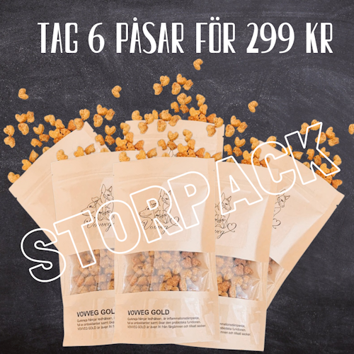 VOVVEG-Storpack -Sockerfritt, vegetabiliskt, ekologiskt, kalorisnålt och nyttigt hundgodis. 70g/påse