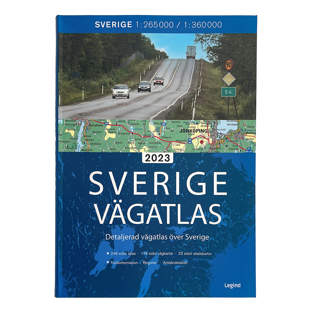 Sveriges bästa vägatlas med tydliga, lättlästa kartor.