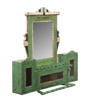Väggskåp i äppelgrön  m. fack & spegel