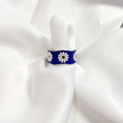 Blå med blommor Ring