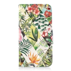 Plånbok med mönster av bananlöv för iPhone XR
