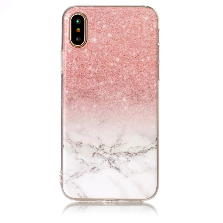 Rosa glitter Marmorskal för iPhone X/XS