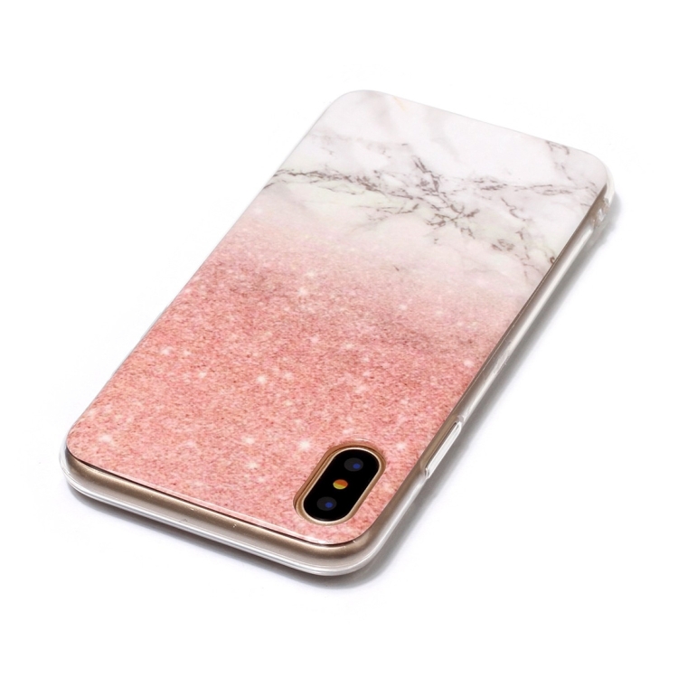 Rosa glitter Marmorskal för iPhone X/XS