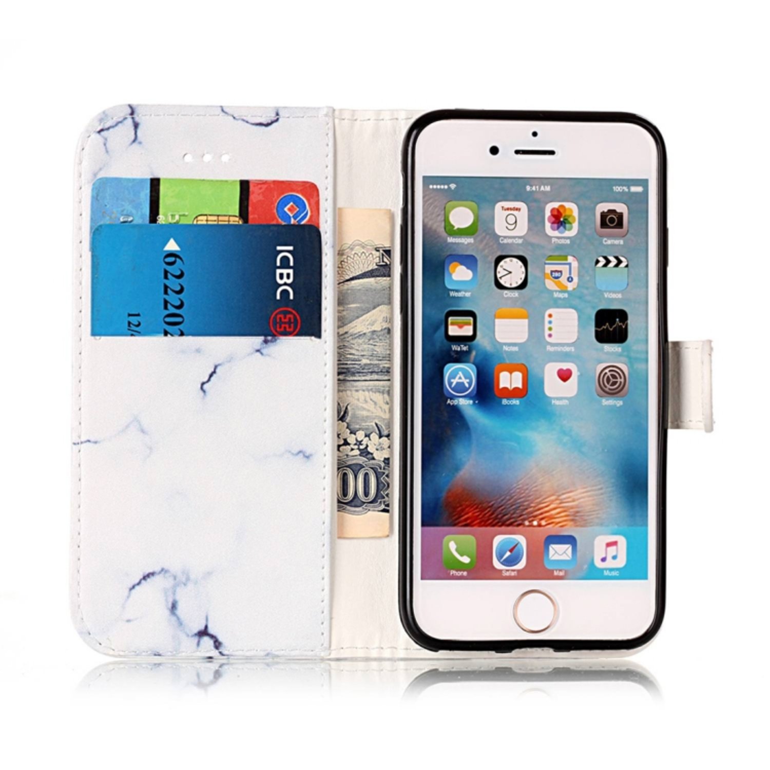 Plånbok med marmor- till iPhone 7/8