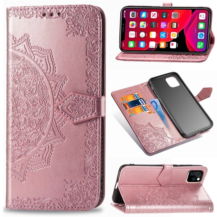 Plånbok i rosa mönster för iPhone 11 PRO