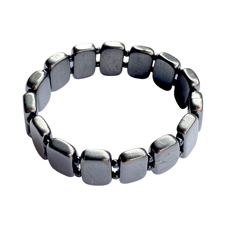 Shungit Rektangulära pärlor Armband 'Större Handled'
