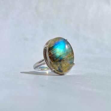Labradorit Ring Simpel (ställbar)