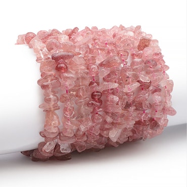 Jordgubbskvarts Chips Pärlor Armband