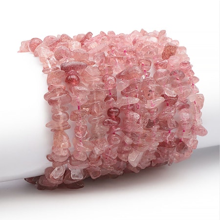 Jordgubbskvarts Chips Pärlor Armband
