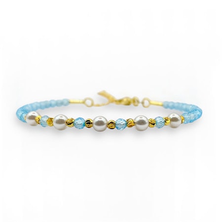 Topas Blå (3mm Facetterade, Memory-wire) Armband