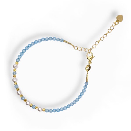 Topas Blå (3mm Facetterade, Memory-wire) Armband