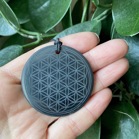 Shungit Amulett Flower of Life 5cm